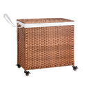 Laundry Hamper With Lid PE Rattan Powder Coating Frame Clothes Hampers With 2 Removable Bags