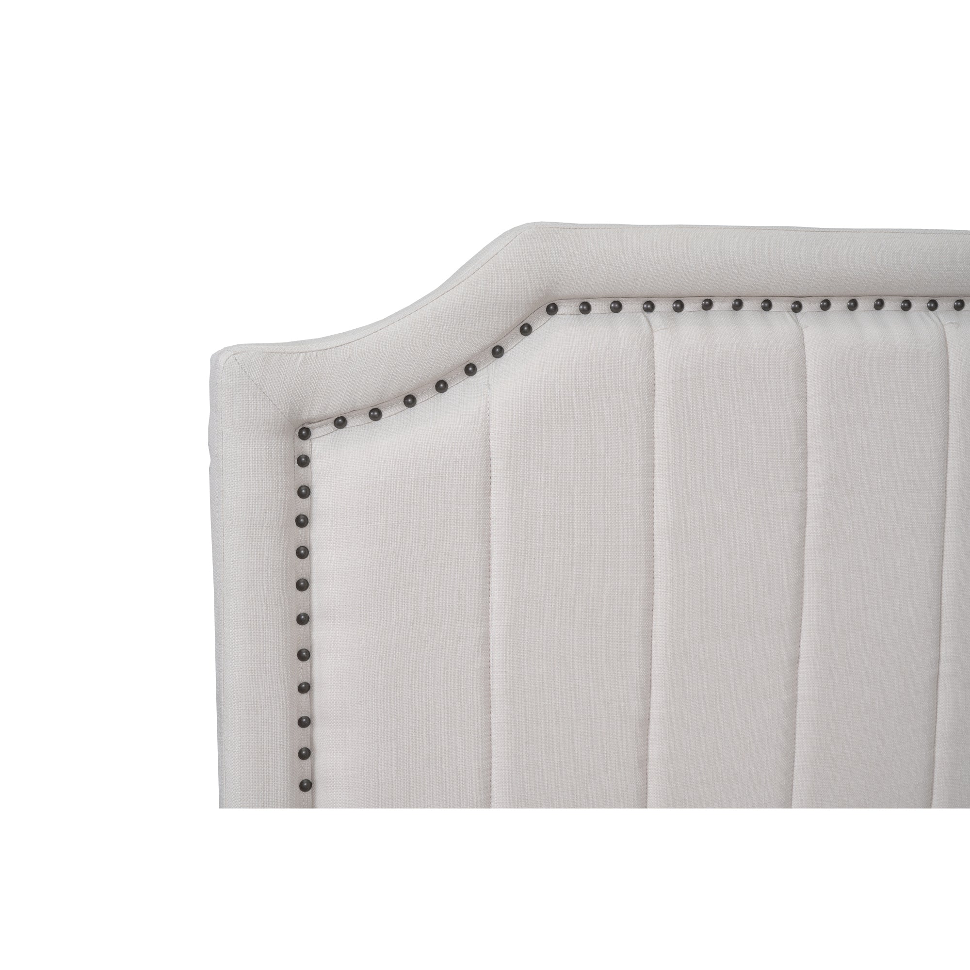 Twin Size Upholstered Platform Bed with Nailhead Trim Decoration and Guardrail, Beige - Atlantic Fine Furniture Melbourne FL