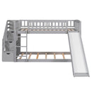 Twin Over Twin Bunk Stairway Bed With 2 Drawers And Slide - Gray