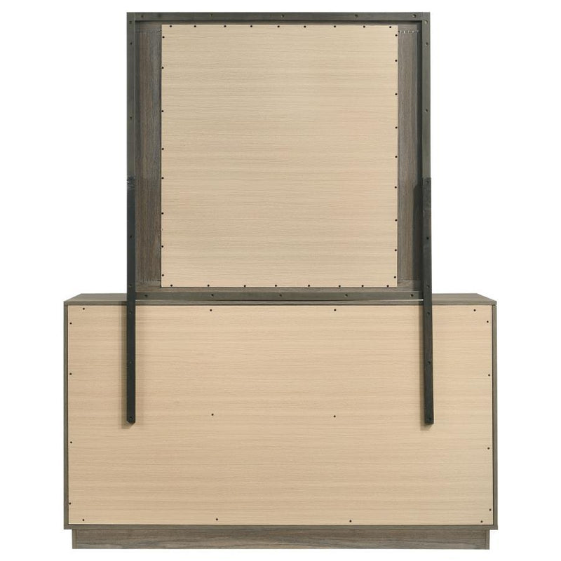 Fenwick - 9-Drawer Dresser With Mirror - Gray Oak
