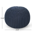 Bordeaux - Knitted Cotton Round Pouf Ottoman, Floor Cushion