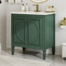 30" Bathroom Vanity With Sink, 2 Doors With Shelf, Soft Close Door Hinges, Vintage Style - Green