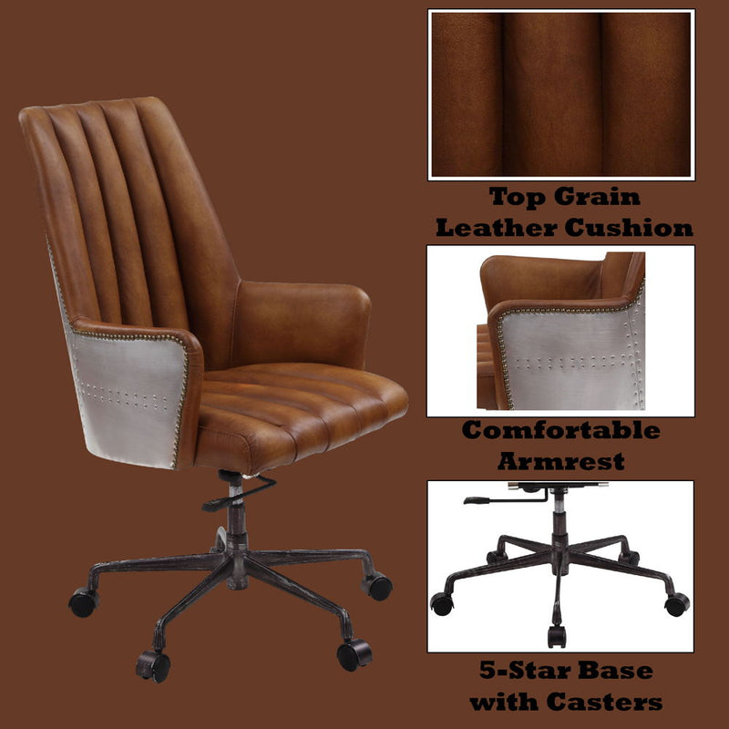 Salvol - Office Chair - Sahara Leather & Aluminum - Atlantic Fine Furniture Inc