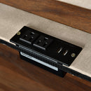 Full size Upholstered Platform Bed with Storage Headboard, Sensor Light and a set of Sockets and USB Ports, Linen Fabric, Beige