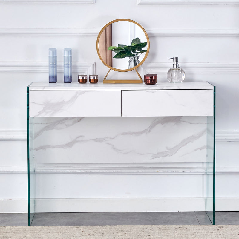 Environmental Protection Minimalist Dresser, Desk, Desktop Computer Desk, With Double Drawer Storage Space, Simple Home, Perfect For Various Styles - White