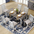 Dining Table Set Retro Style With Extendable Table And Upholstered Chairs