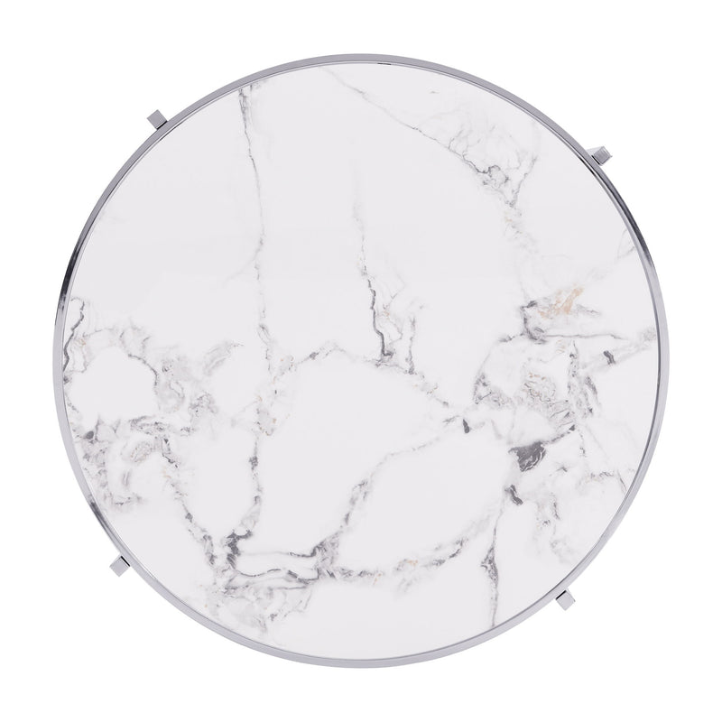 Round Table With Sintered Stone Top And Sturdy Metal Frame