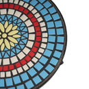 Ceramic Tile And Iron Patio Side Table With Shelf