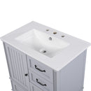 30" Bathroom Vanity With Sink, Bathroom Cabinet With A Door, 3 Drawers Legs, Adiustable Foot Pads - Gray