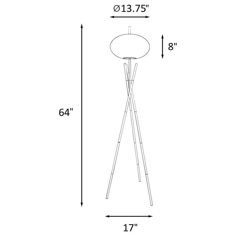 Layton - White Orb Shade Tripod Floor Lamp - Black