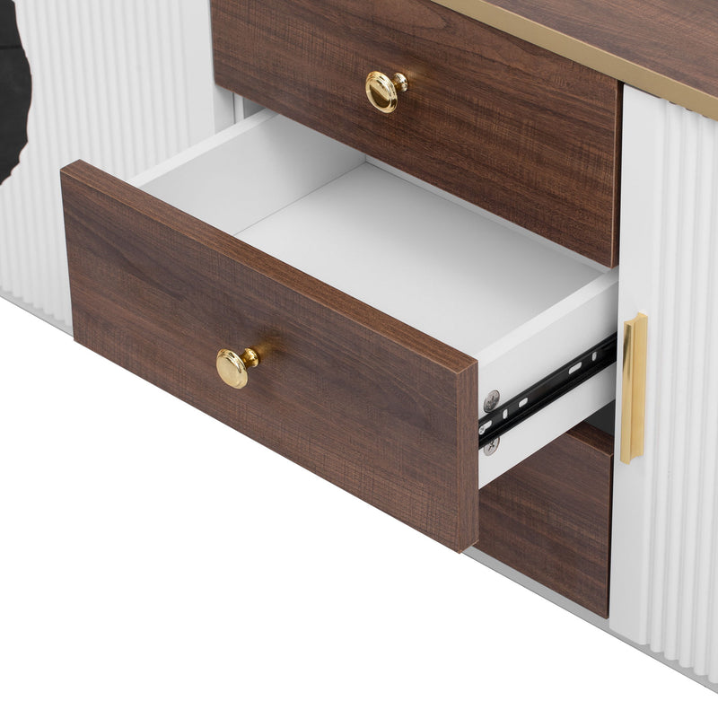 Modern Minimalist TV Stand For TVs Up To 80" With 3 Drawers And 1 Shelf