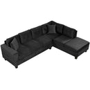 Modern Sectional Sofa With Storage Ottoman, L - Shape Couch With 2 Pillows And Cup Holders