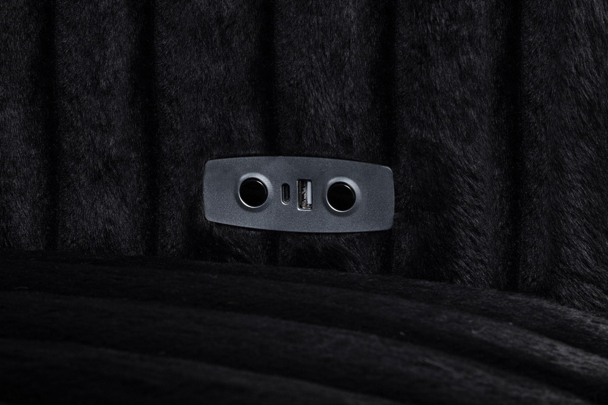 Jacana Corduroy Upholstered Dual Power Chaise Sofa Black