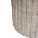 Elegant Outdoor / Indoor Lightweight Concrete Side Table With Travertine - Beige