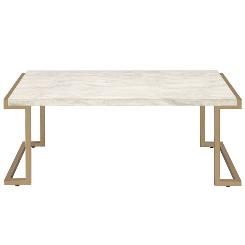 Boice II - Coffee Table - Faux Marble Top & Champagne
