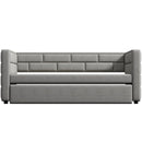 Upholstered Twin Size Daybed With Trundle, Padded Back And Sides - Gray