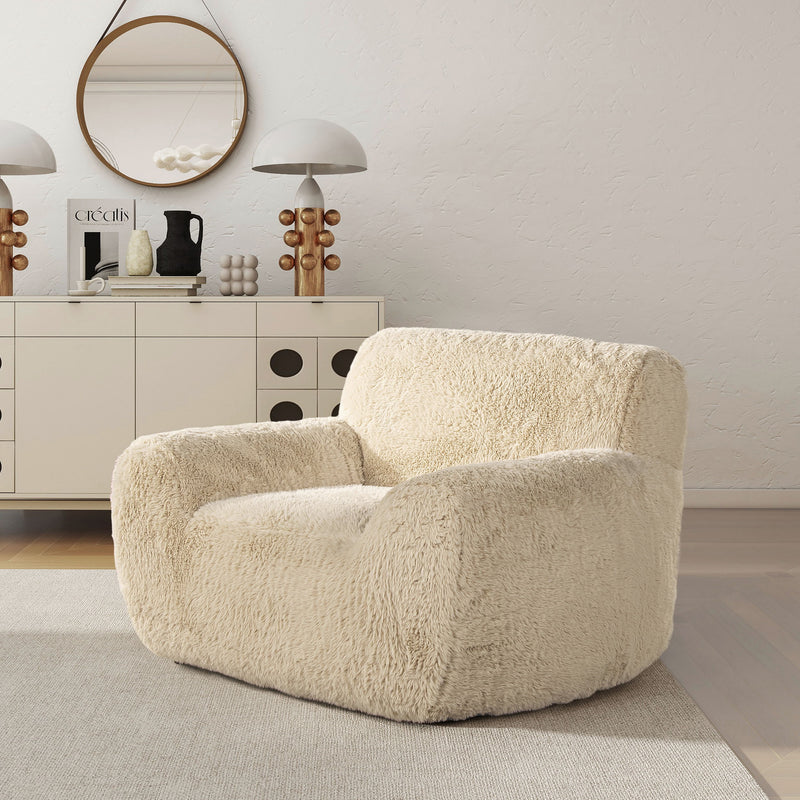 Summit - Faux Sheepskin Overstuffed Arm Chair - Cream Beige