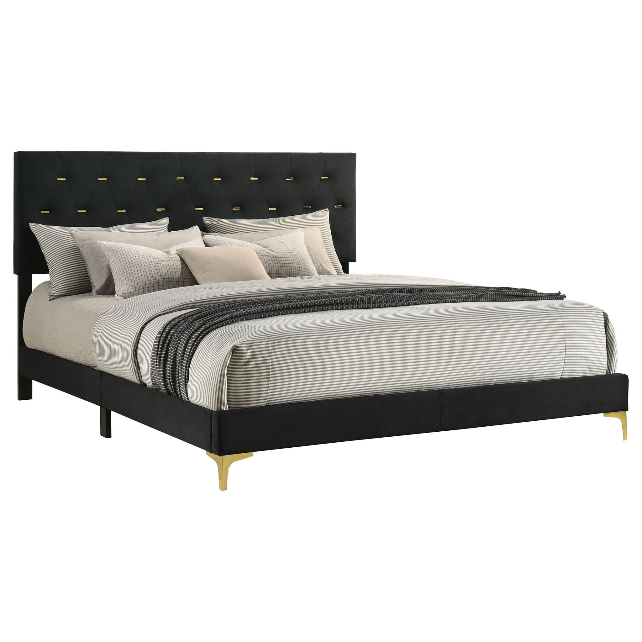 Kendall Upholstered California King Panel Bed Black
