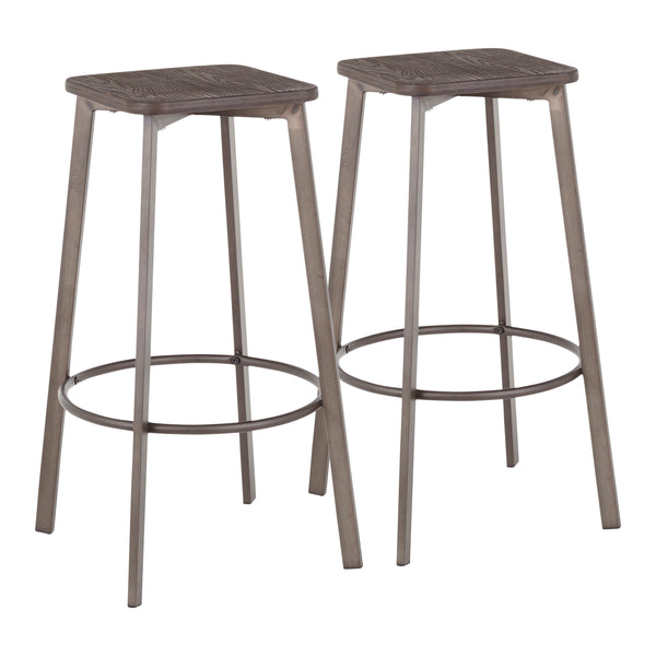 Clara - Industrial Square Barstool (Set of 2) - Espresso