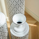Modern Floor Vase Set Metal Vases With Geometric Pattern, 3 Piece Home Decor Set - White / Black