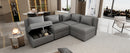 122.8" Convertible Modular Minimalist Sofa Free Combination 4 Seater Sofa Chenille Fabric Sectional sofa with 5 Pillows for Living Room, Office, Apartment, Small Space, Gray