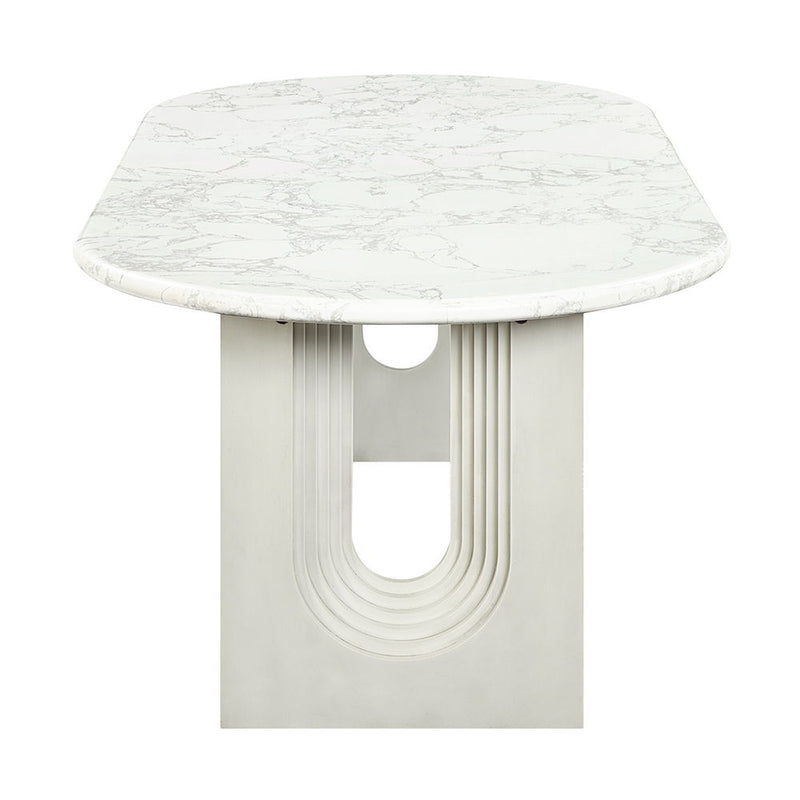 Zayn - Dining Table - White Natrual Marble Top & White