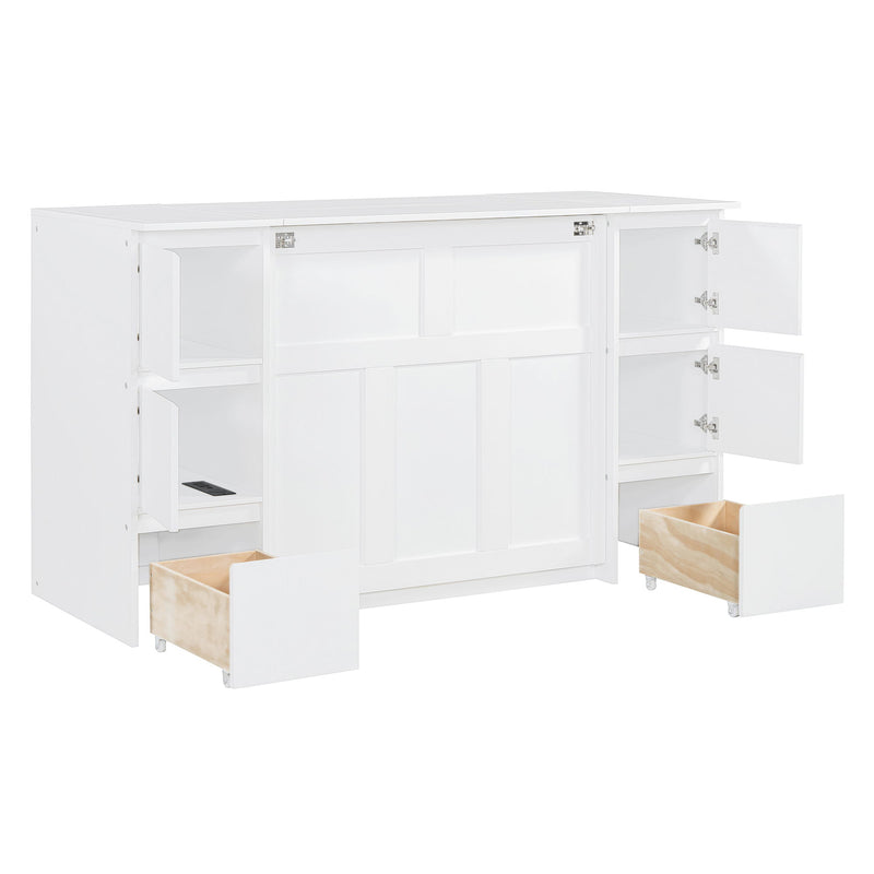 Murphy Bed With Drawers, Cabinets, And USB Ports