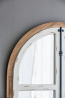 Arch Wood Wall Mirror - Brown Antique White