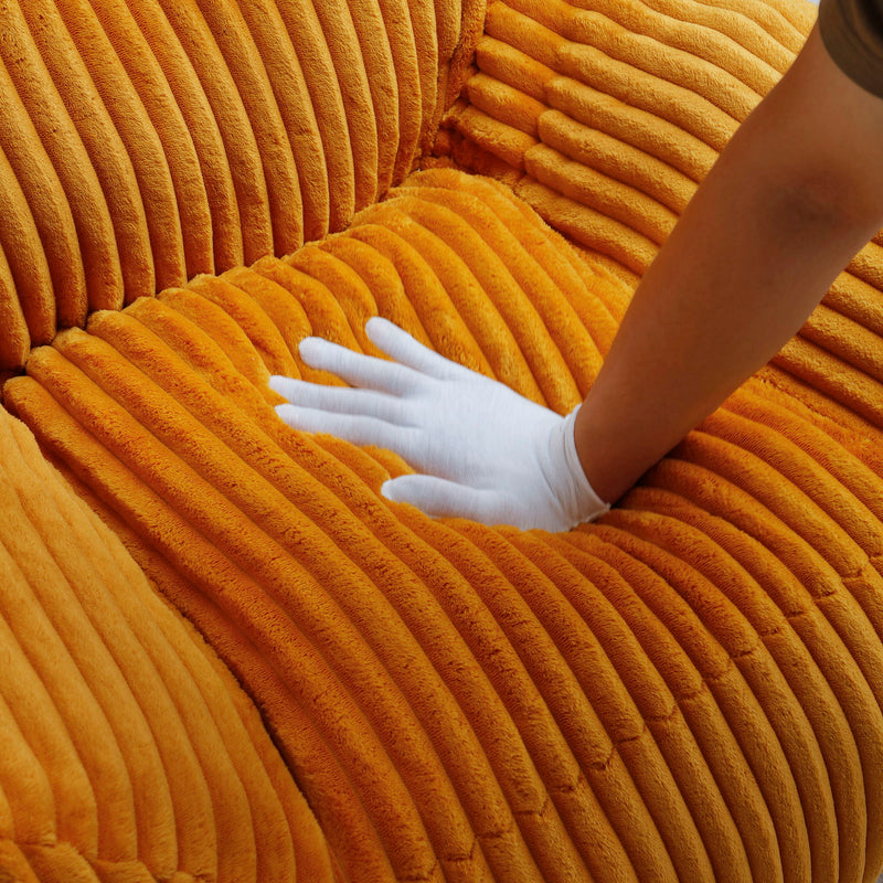 Giant Plush Bean Bag Chair With Armrests And Footstool
