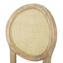 Country Chic Bar Stools (Set of 2) With Rattan Backrest And Upholstered Seat - Beige / Natural