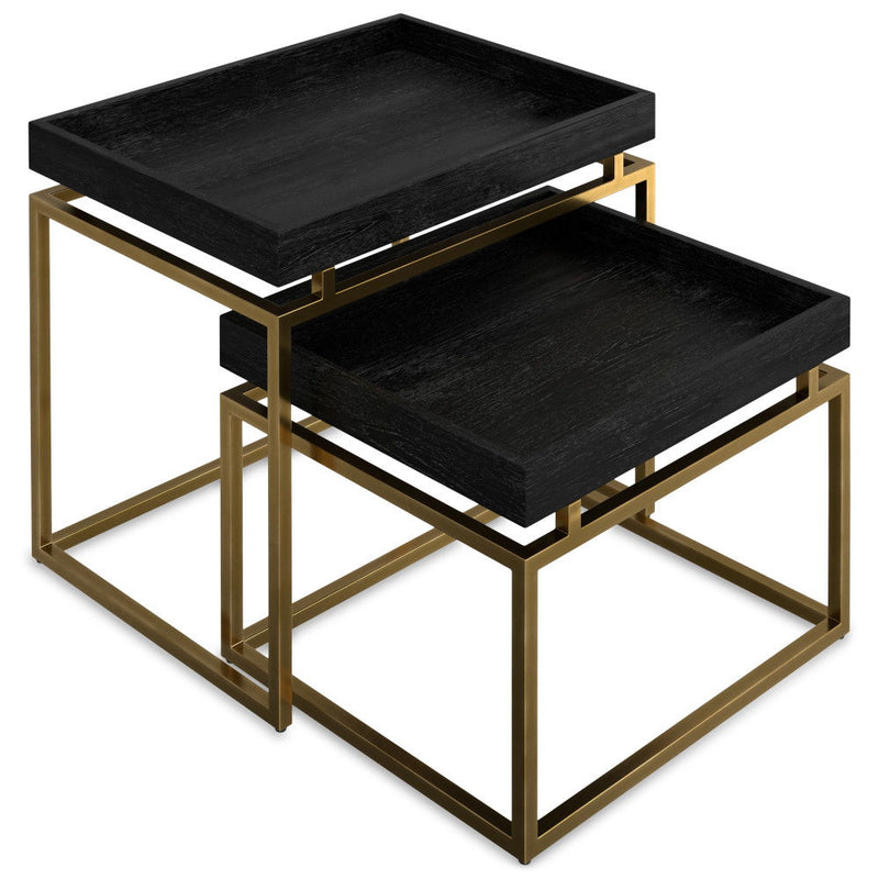 Macy - 2 Pieces Nesting Table - Black / Gold