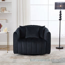 Upholstered Oversized 360° Swivel Accent Barrel Chair And Half Cozy Sofa With 3 Pillows