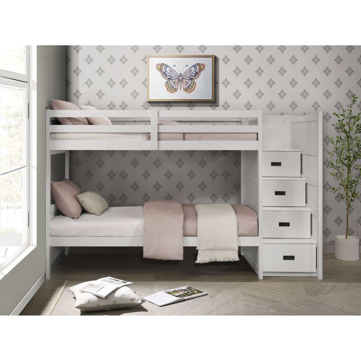 Sami Step Bunk With Right Headboard in Dark Brown by Elements International, view 47