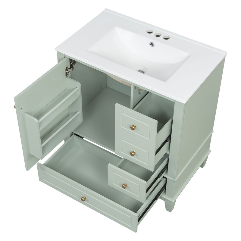 Freestanding Bathroom Vanity With Sink, Soft Close Door, 3 Drawers