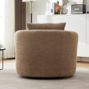 360° Swivel Barrel Sofa Chair With Throw Pillow, Chenille Upholstered Accent Chair