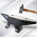 66Lbs Cast Steel Anvil, High Hardness Rugged Round Horn Anvil smith, Large Countertop And Stable Base, With Round And Square Hole, Metalsmith Tool For Bending And Shaping - Black