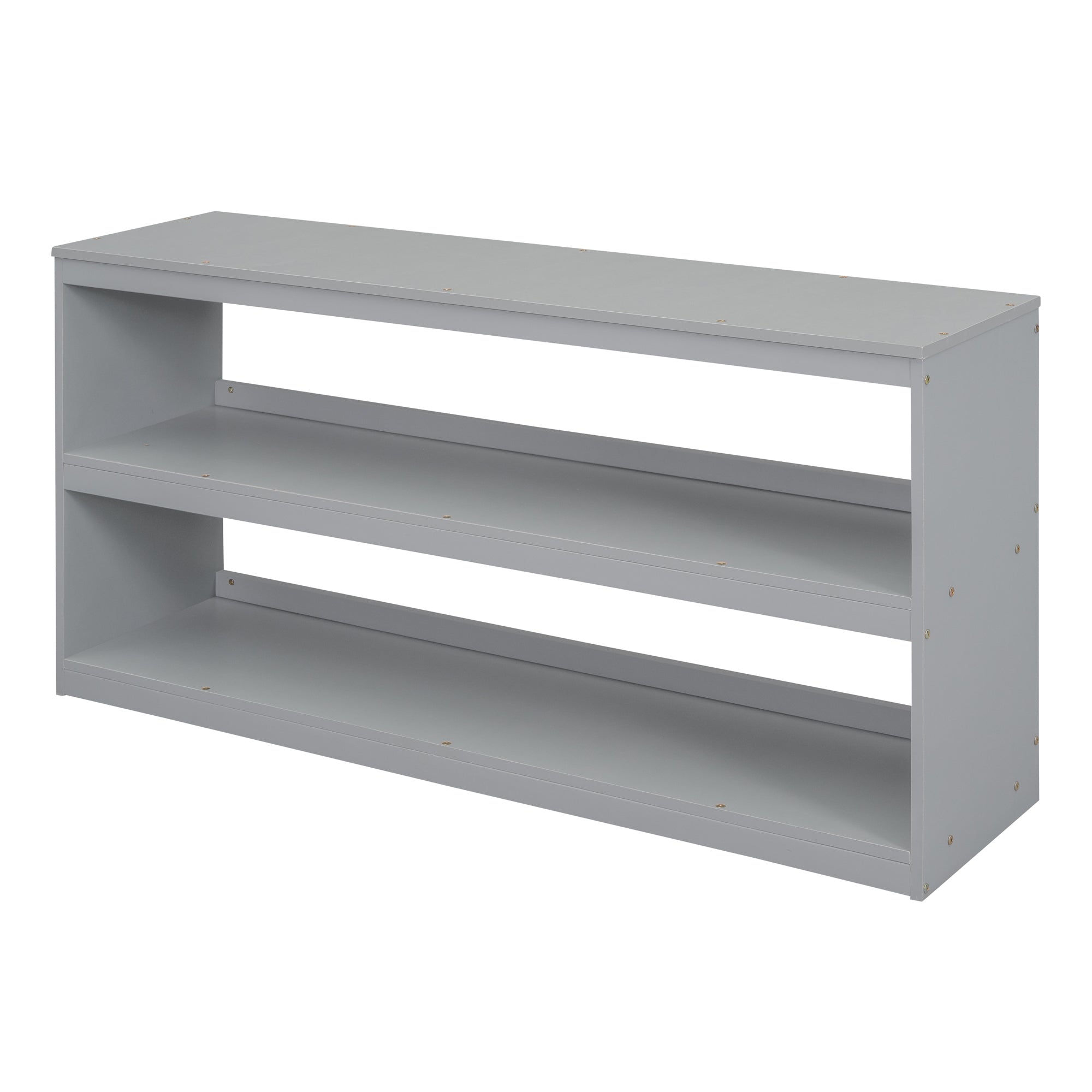 Full Size Loft Bed with Retractable Writing Desk and 3 Drawers, Wooden Loft Bed with Storage Stairs and Shelves, Gray - Atlantic Fine Furniture Melbourne FL