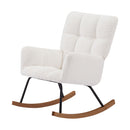 Comfy Upholstered Lounge Chair Rocking Chair With High Backrest, For Nursing Baby, Reading, Napping - Off White