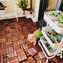 Acacia Wood Interlocking Deck Tiles Checker Pattern For Outdoor Flooring
