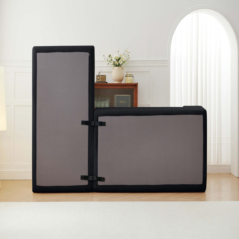 Modular Cloud Sectional Couch With L Shape Chaise, Deep Seat - Black
