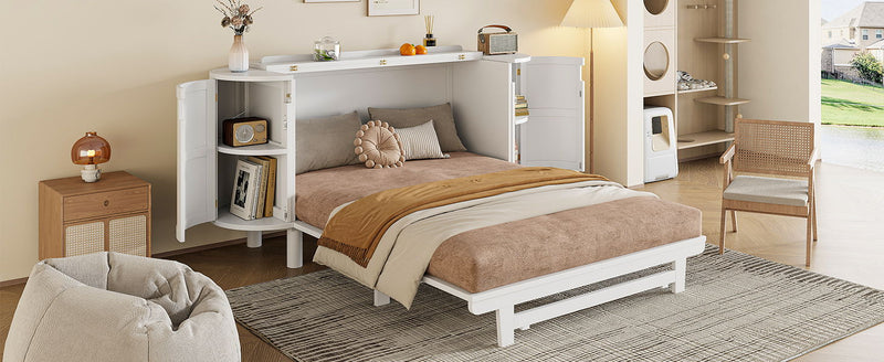 Murphy Bed With Hidden Storage & Modern Woven Design