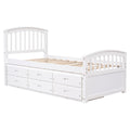 Platform Storage Bed Solid Wood Bed With 6 Drawers