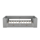 Twin Size Daybed with Shelves, Drawers and Built-In Charging Station, Gray