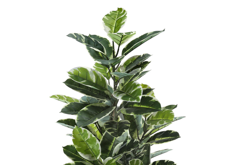 Artificial Plant, 52" Tall, Rubber Tree, Indoor, Fake, Floor, Greenery, Potted, Real Touch, Decorative - Green / Black