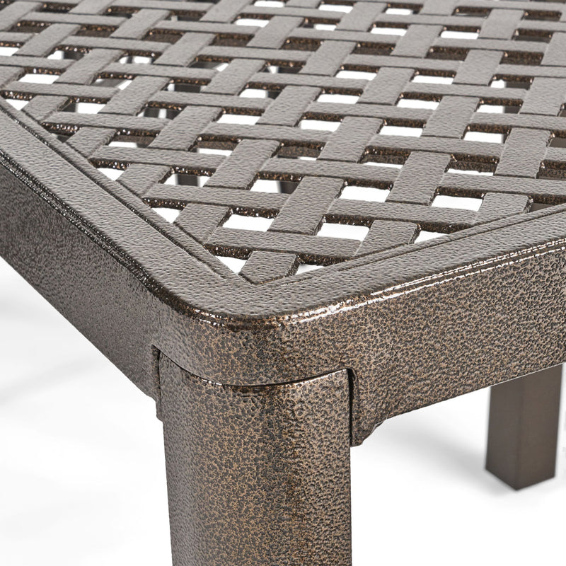 Outdoor Modern Aluminum Dining Table With Woven Accents