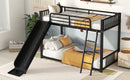 Metal Bunk Bed with Slide, Twin over Twin, Black