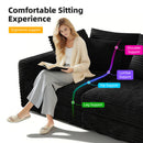 Plush Corduroy 4 Seat Sofa, Modern Comfy Upholstered Sofa Cloud Couch, Deep Seat Couches With Soft Pillows