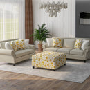 Floral Storage Ottoman With Traditional Design - Gold