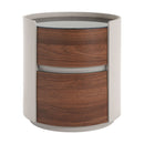 Italian Retro Double Storage Round Side Table - Gray Brown