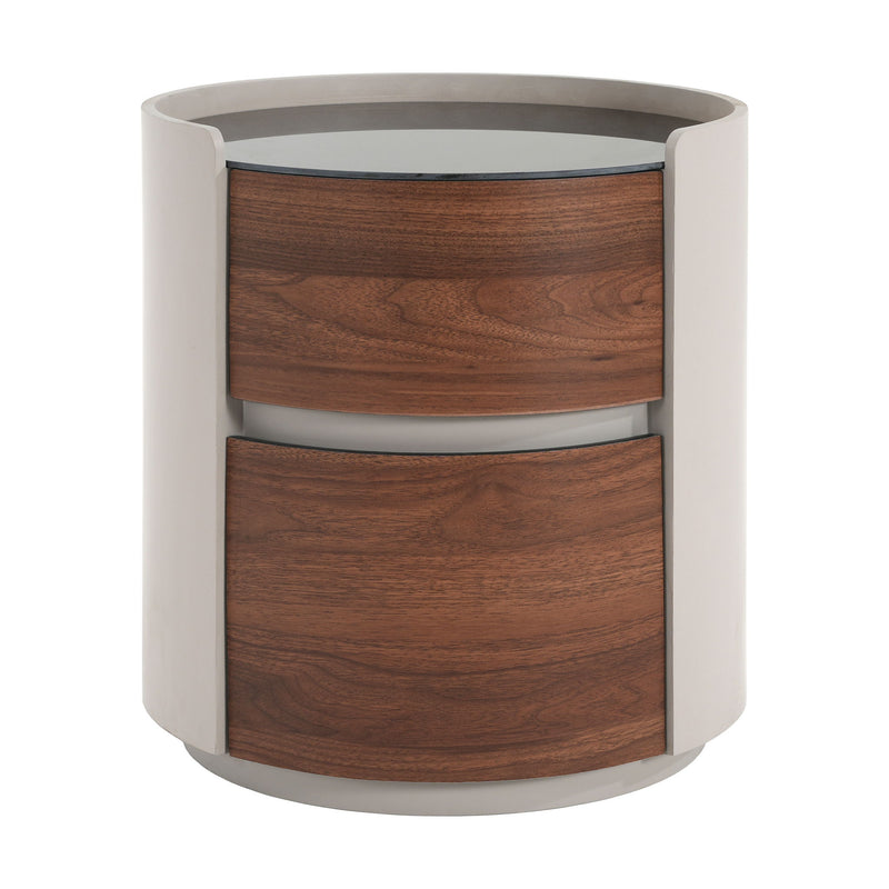 Italian Retro Double Storage Round Side Table - Gray Brown